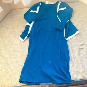 Blue and white dress and coat pair